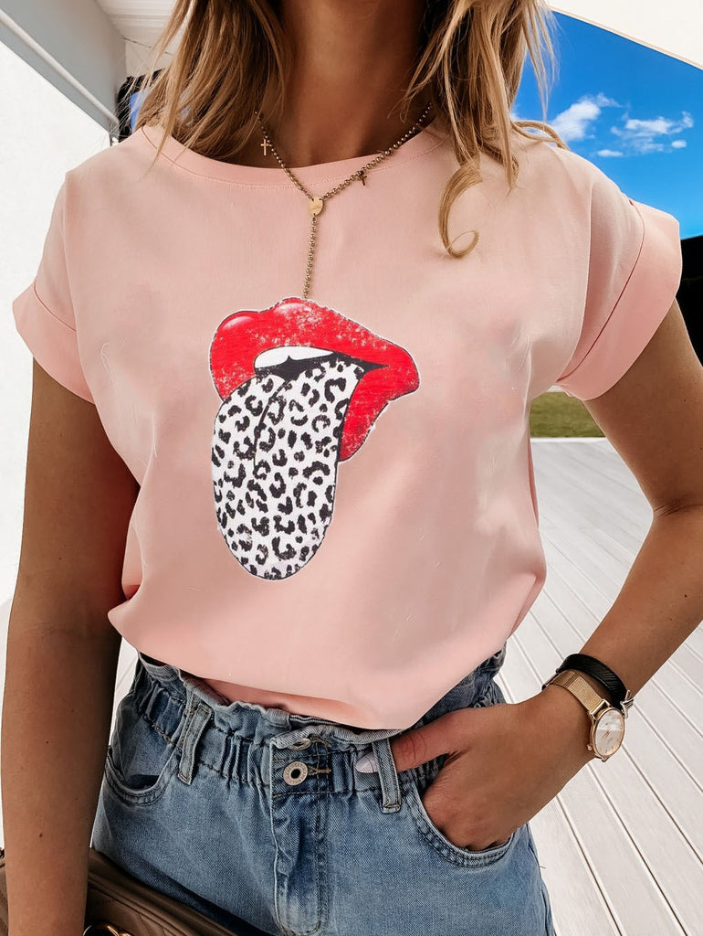 Printed Short Sleeve Round Neck T-Shirt