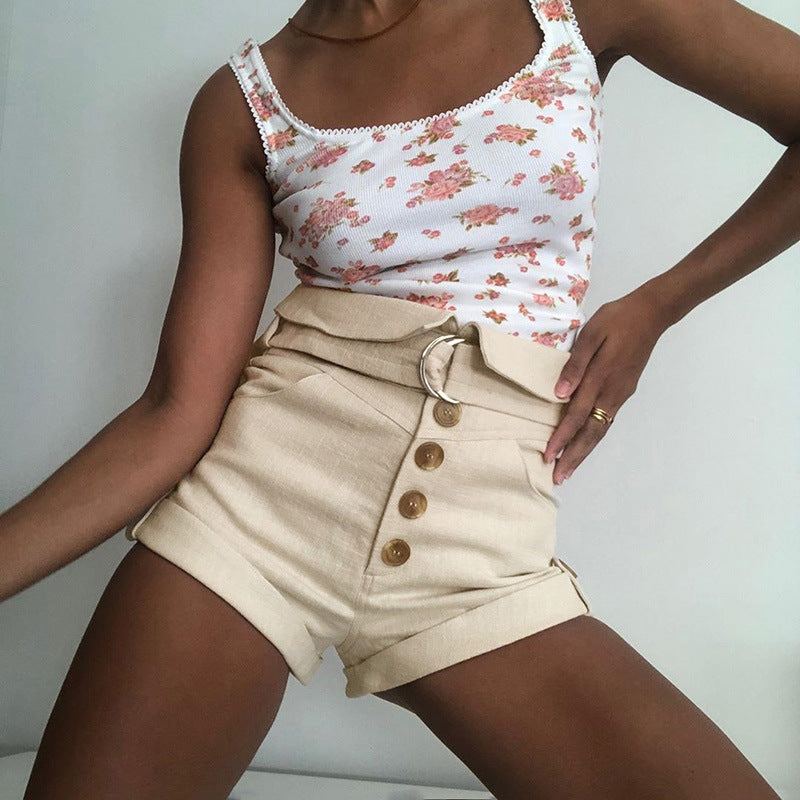 Trendy Button Slim Shorts