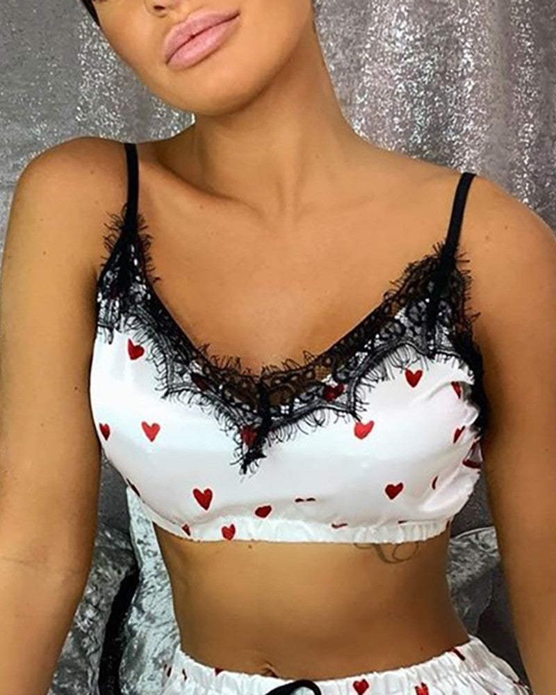 Sweet Women Sexy Sling Lace Two-Piece Suit