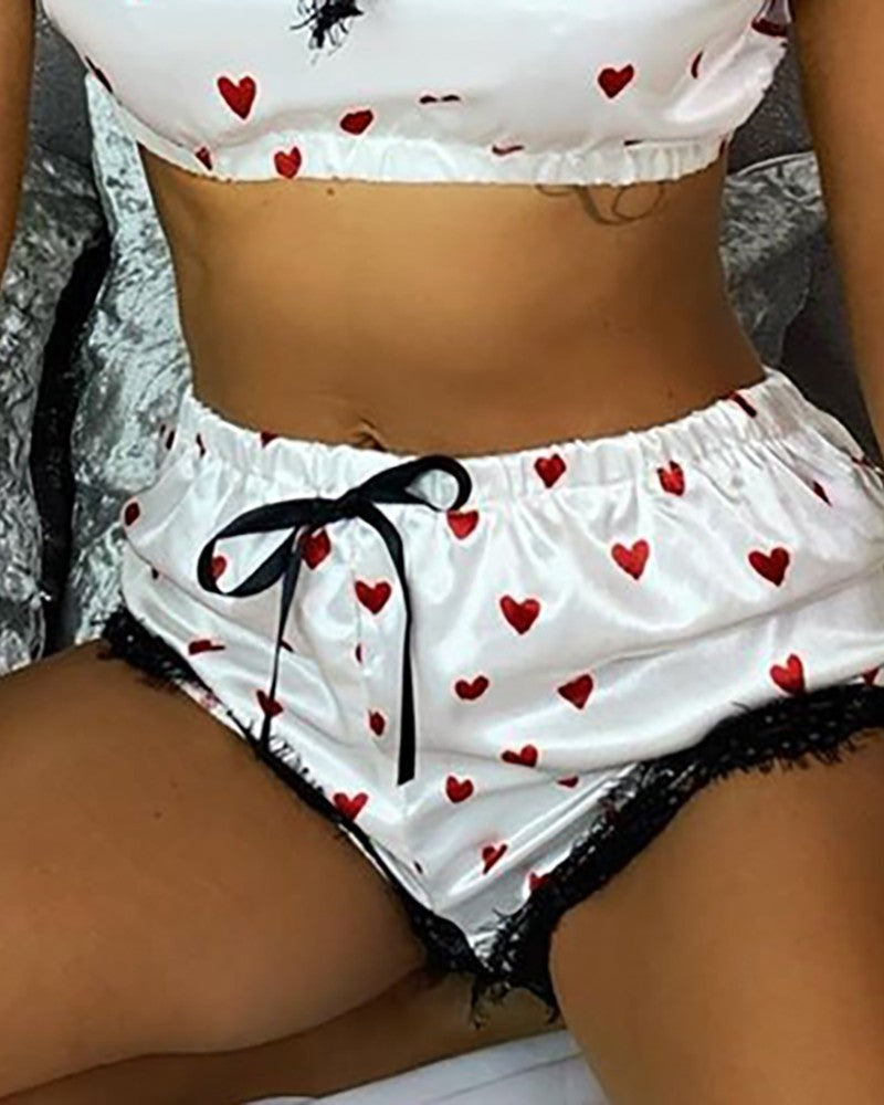 Sweet Women Sexy Sling Lace Two-Piece Suit