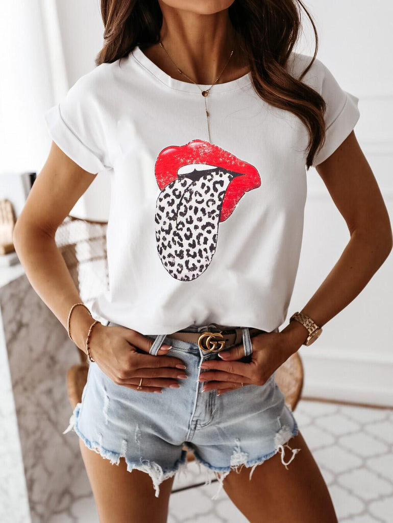 Printed Short Sleeve Round Neck T-Shirt