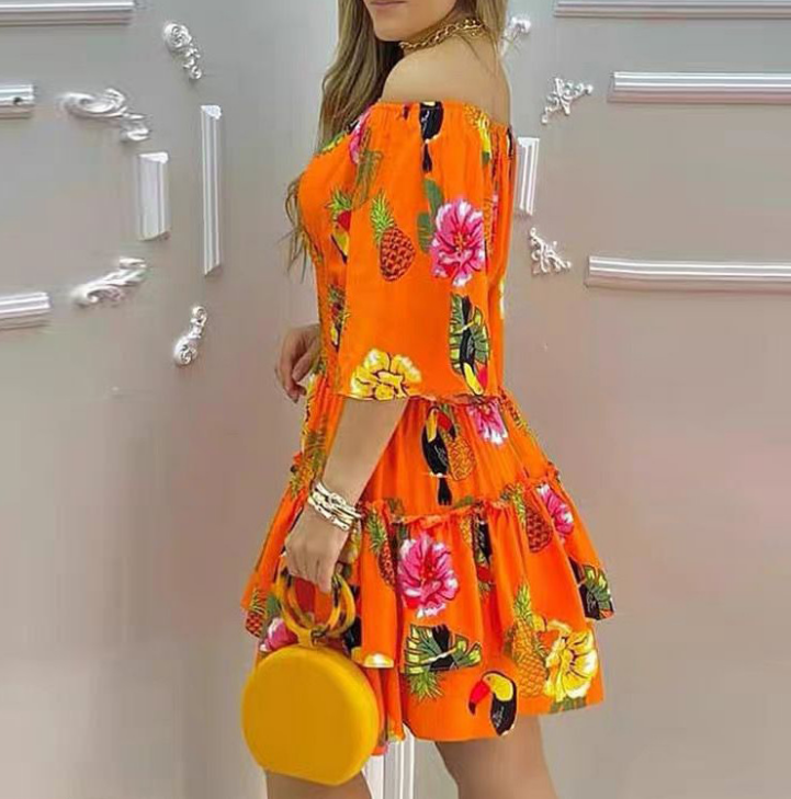 One-Shoulder Sexy Tight-Fitting Irregular Print Dress