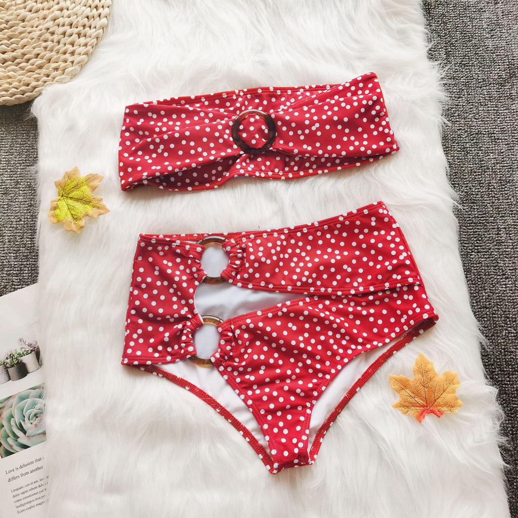 Irregular Printed Bikini Split Swimsuit