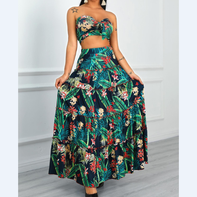 Retro Two-Piece Printing Suit