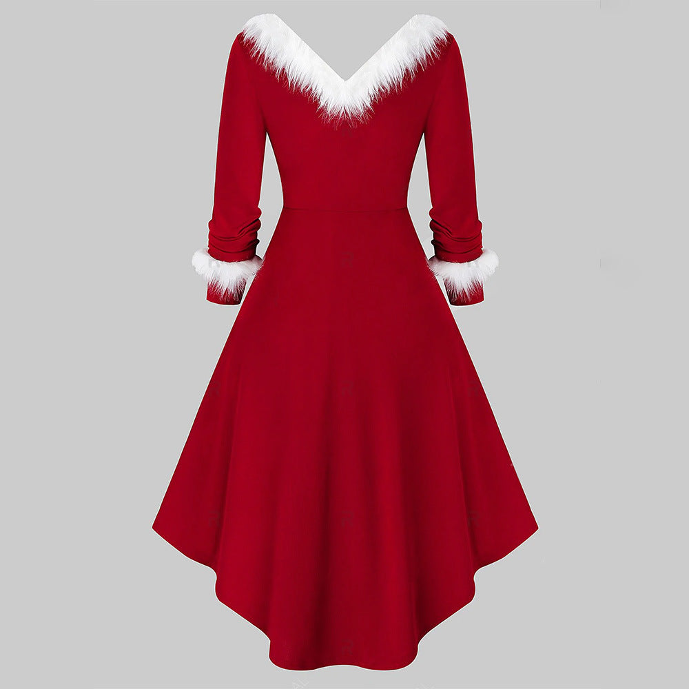 Solid Color Plus Size Long Sleeve Princess Dress