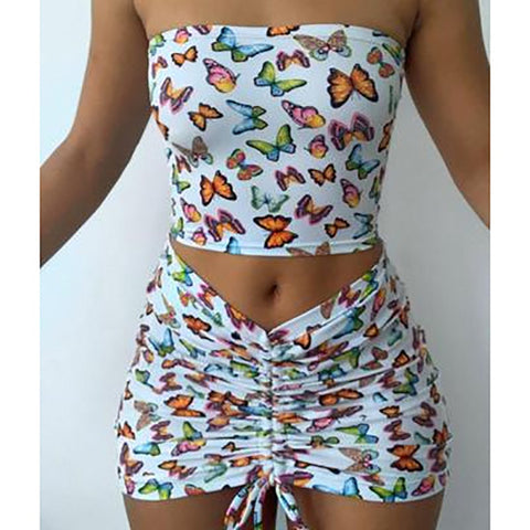 Lovely Round Neck Sleeveless Printed Piece Pants