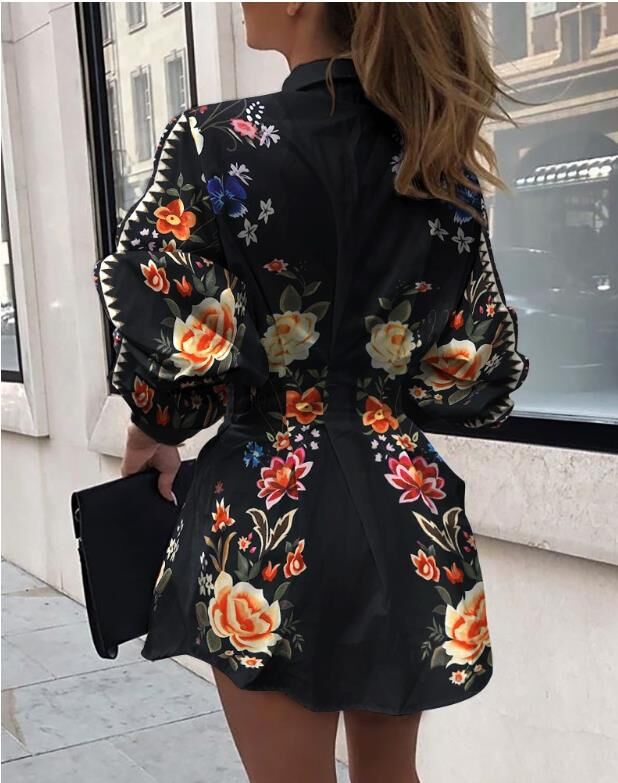 Fashion Slim Printed Long Sleeve Dress