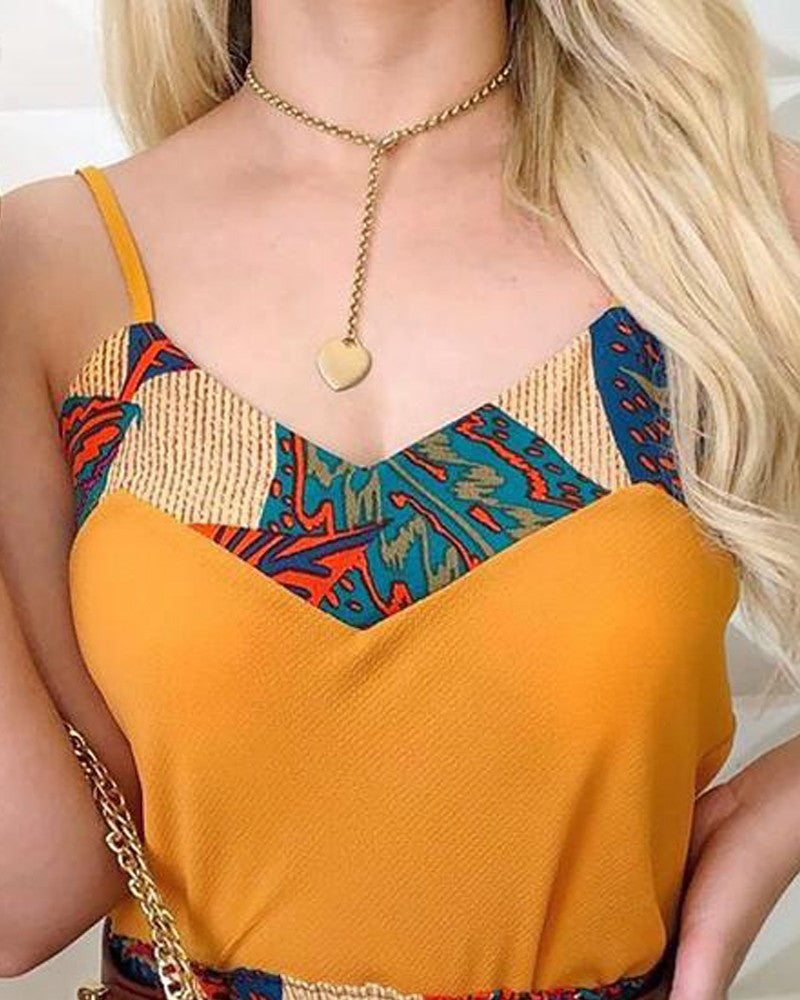 Fashion Trendy Sling Print Shorts Set