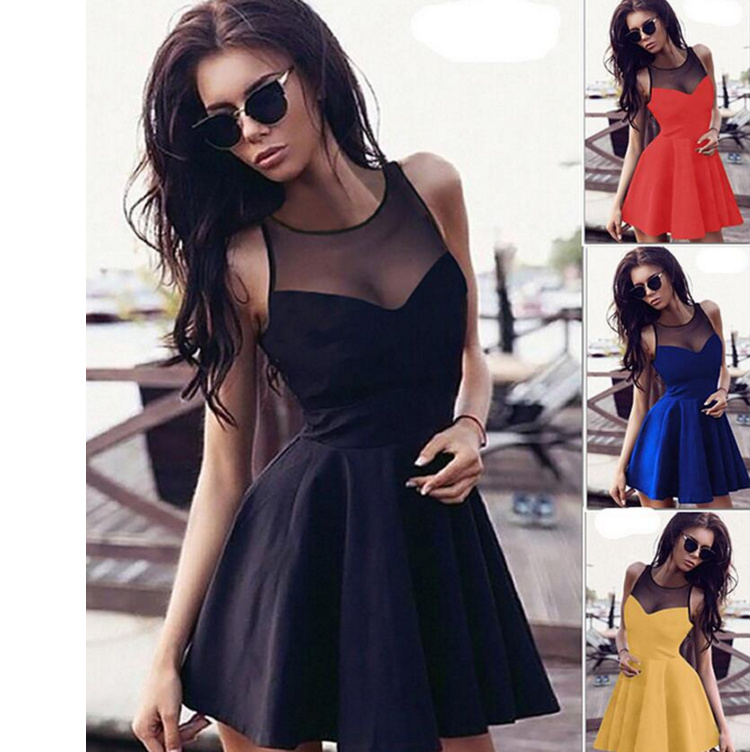 SEXY ROUND NECK SLEEVELESS DRESS