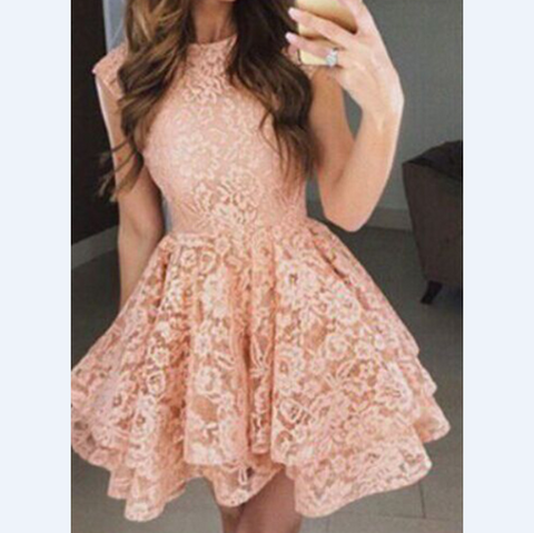 Cute Sleeveless Lace Bow Dress