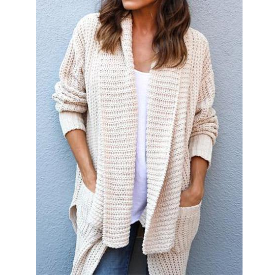 Solid Color Loose Long Sleeve Cardigan Sweater Coat