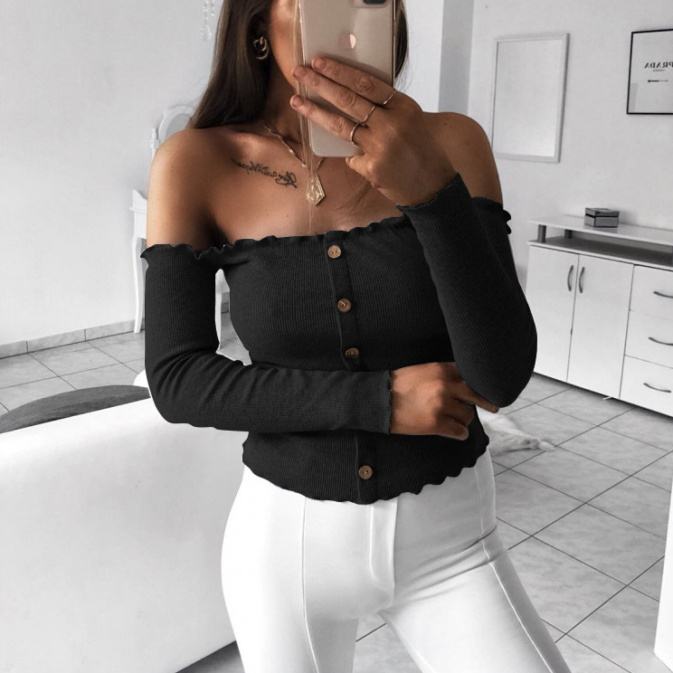 Women'S Sexy Slim Long-Sleeved Top