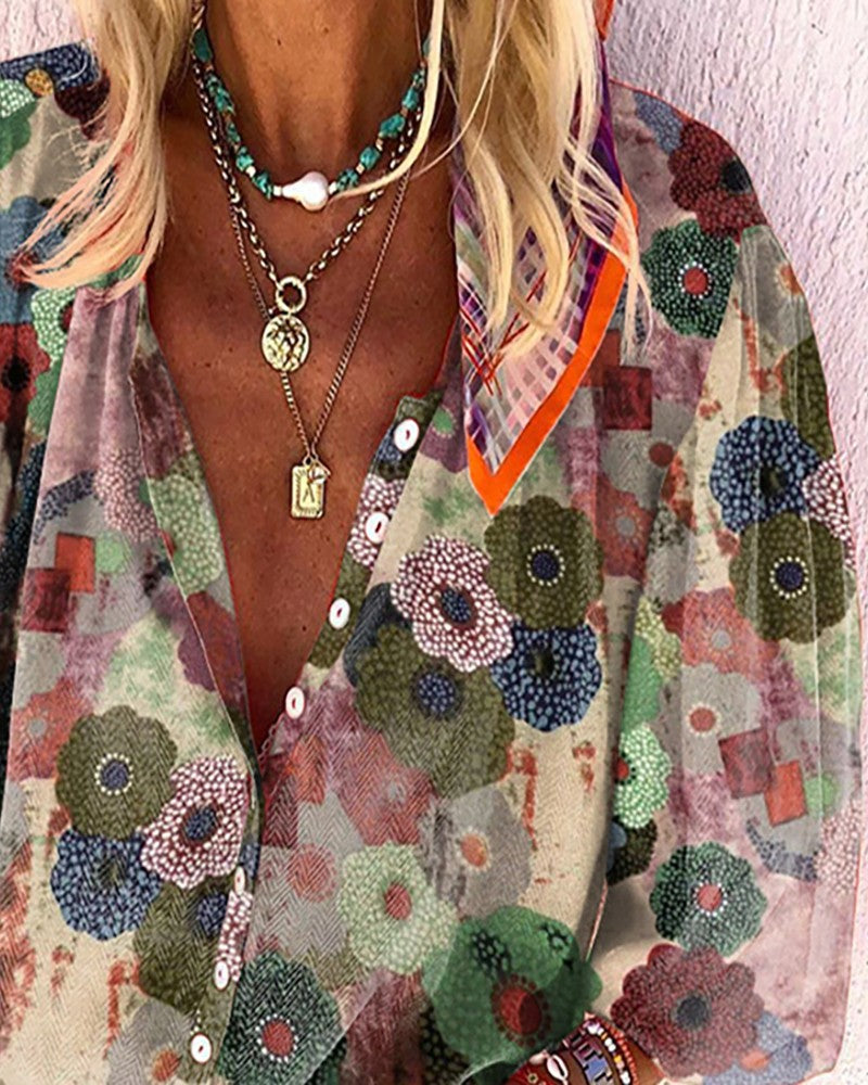 Elegant Cardigan Printed Shirt