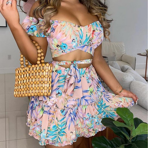 Lovely Round Neck Sleeveless Printed Piece Pants