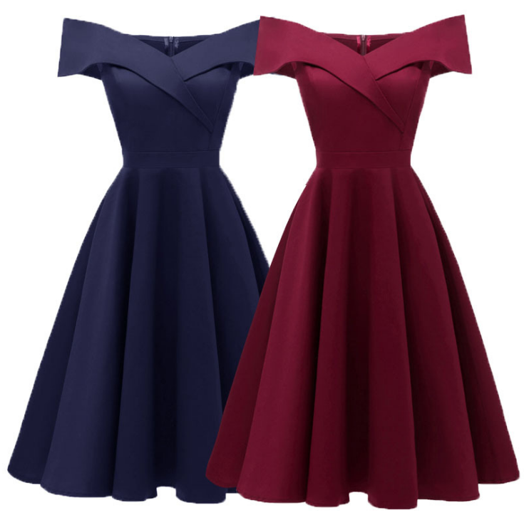 V-Neck Sleeveless A-Line Cocktail Vintage Dress