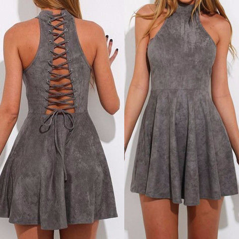 Fashion Sexy Solid Color Sling Sleeveless Dress