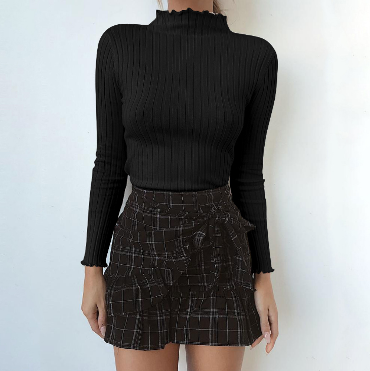 Women'S Long-Sleeved High-Necked Slim Top