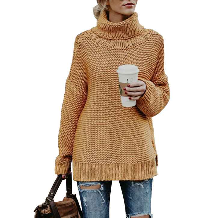Women'S Loose High-Necked Long-Sleeved Sweater