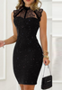 Black Stitching Lace Skinny Sleeveless Dress