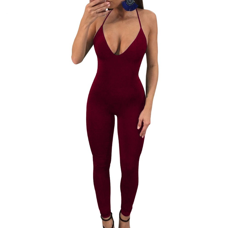 Women'S Sexy V-Neck Sling Jumpsuit