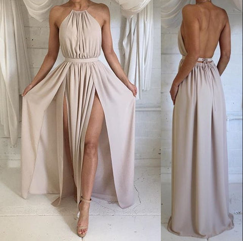 Fashion Sexy Solid Color Sling Sleeveless Dress