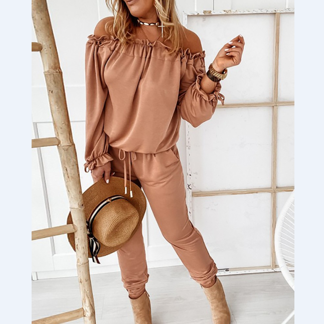 Long Sleeve Women's One-shoulder Jumpsuit