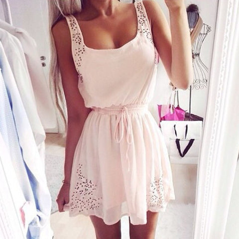 Fashion Sexy Solid Color Sling Sleeveless Dress