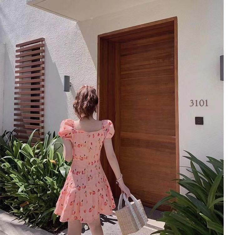 Temperament Sweet Floral Peach Pink Dress