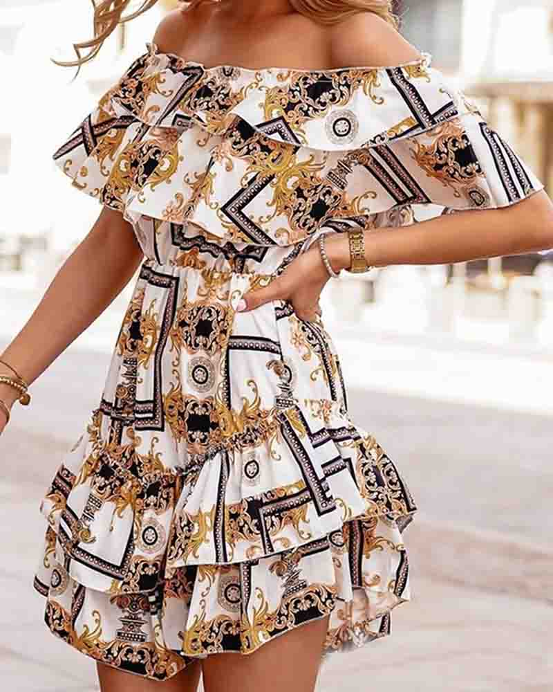 Casual Printed Short Sleeve Dress