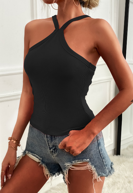 Women'S Solid Color Knitted Vest V-Neck Top