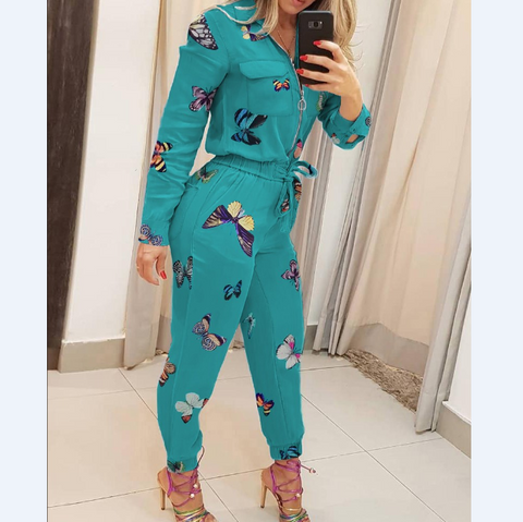 Casual Sling Sleeveless Blue Printed Jumpsuit