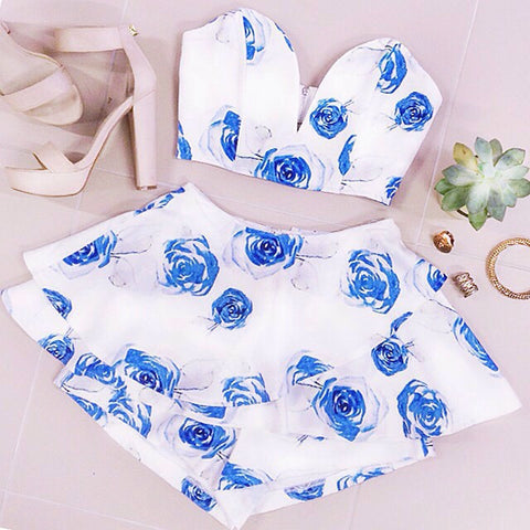 Lovely Round Neck Sleeveless Printed Piece Pants