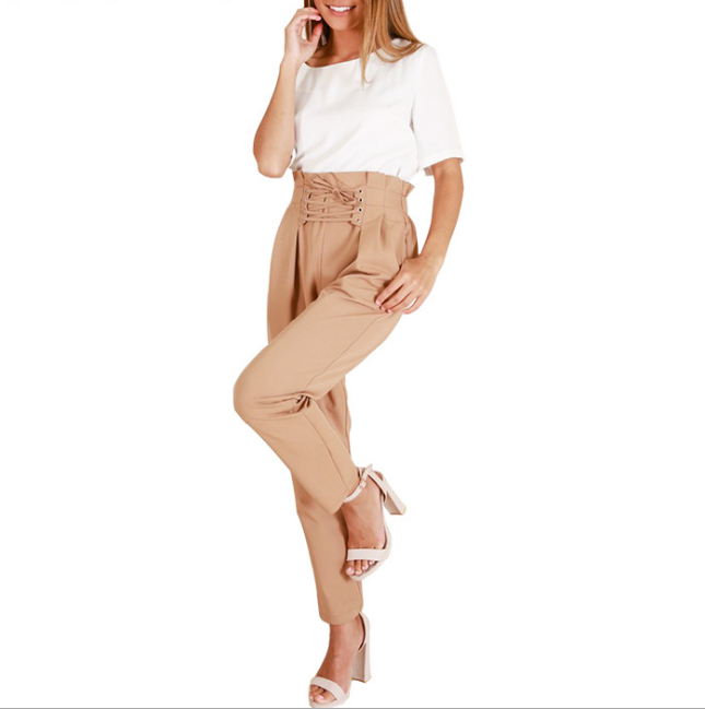 Casual Women'S High Waist Khaki Pants