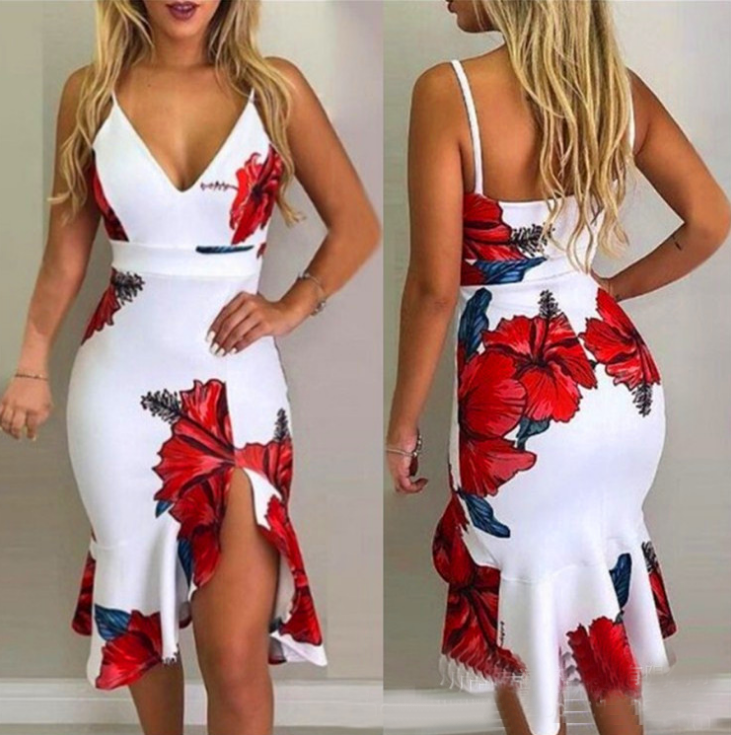 Design Sexy High Waist Ruffle Sleeveless Dress