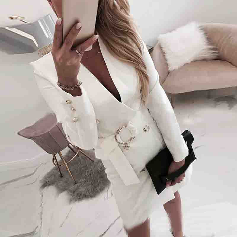 Long Sleeve Deep V-Neck Dress