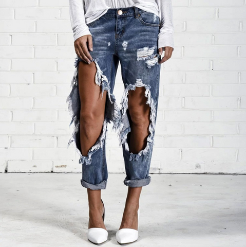 New arrival vintage ripped jeans for women plus size fashion new slim torn skinny jean ladieswear retrol female pants sale