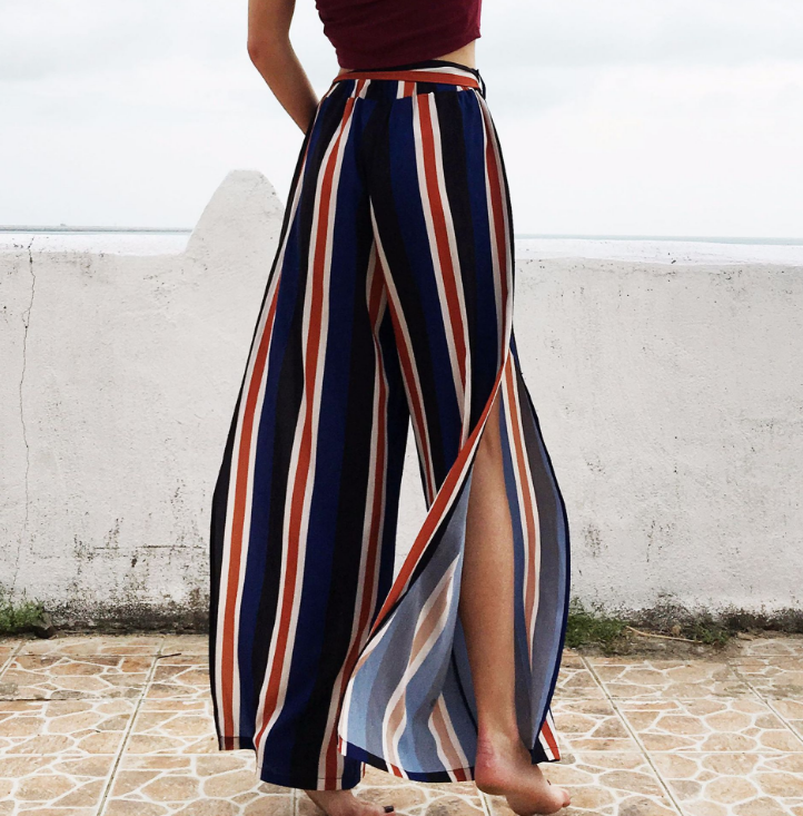 Women'S Sexy Striped Chiffon Trousers