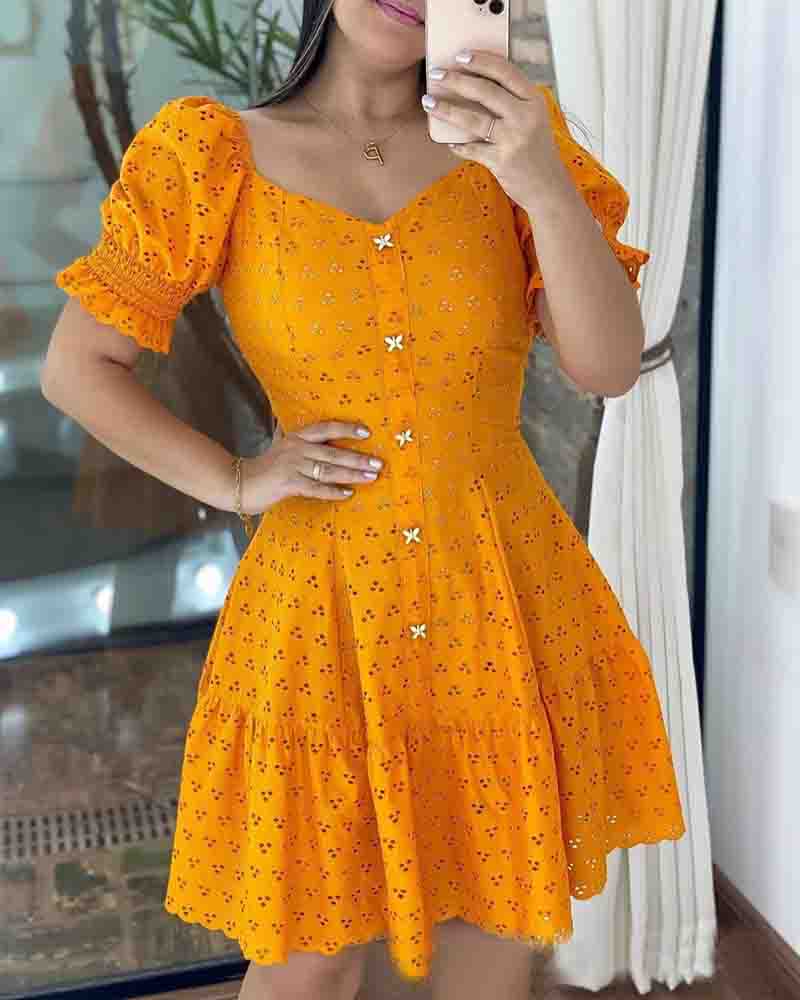 Solid Color Sexy Short Sleeve Dress