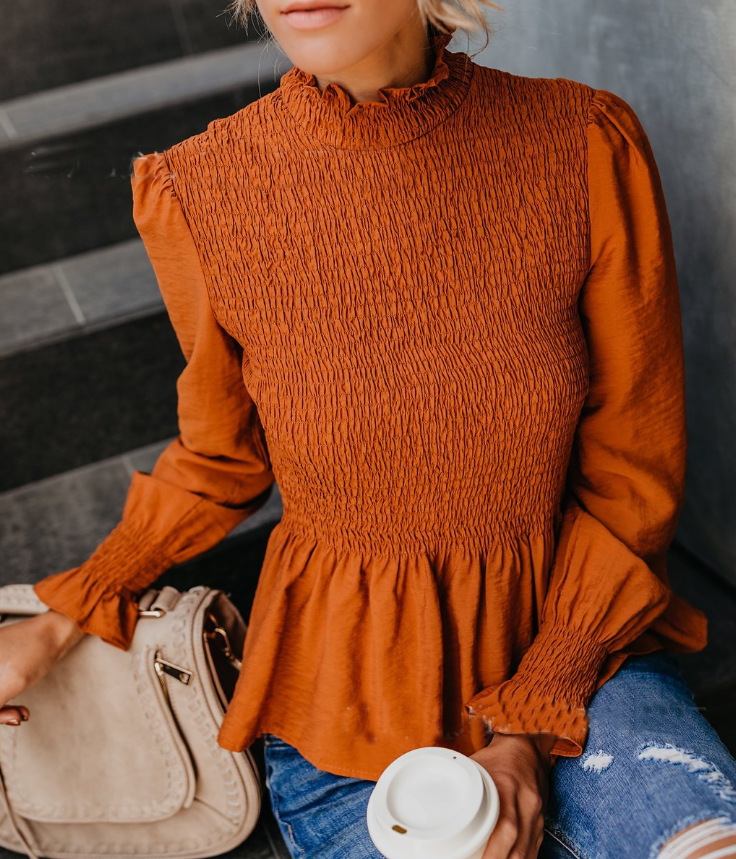 Sexy Chiffon Long-Sleeved High-Necked Shirt