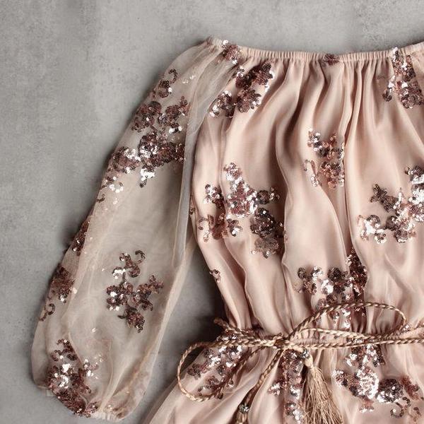 Reverse - Life Of The Party Strapless Sequin Romper - Rose Gold