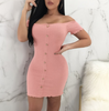 Solid Color Women's Sexy Short Sleeve Dress