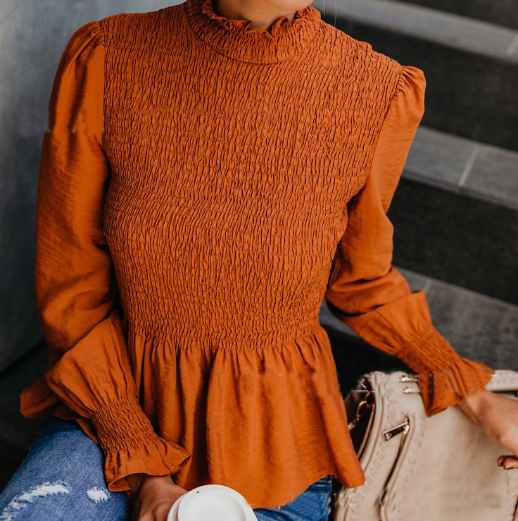 Sexy Chiffon Long-Sleeved High-Necked Shirt