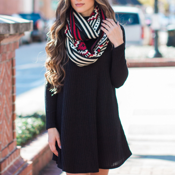 Women'S Long Sleeve Large Size Pocket Dress