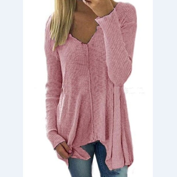 Solid Color Sexy V-Neck Long Sleeve Sweater