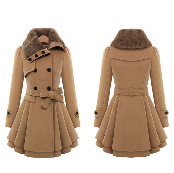 Women's Fashion Slim Double Breasted Thicken Jacket