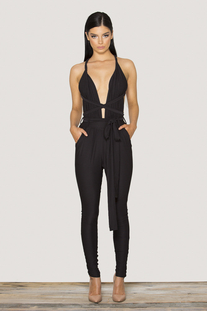 Slim V-neck jumpsuit