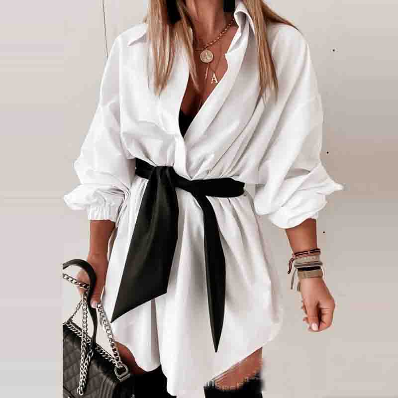 Casual Cardigan Long Sleeve Shirt Dress