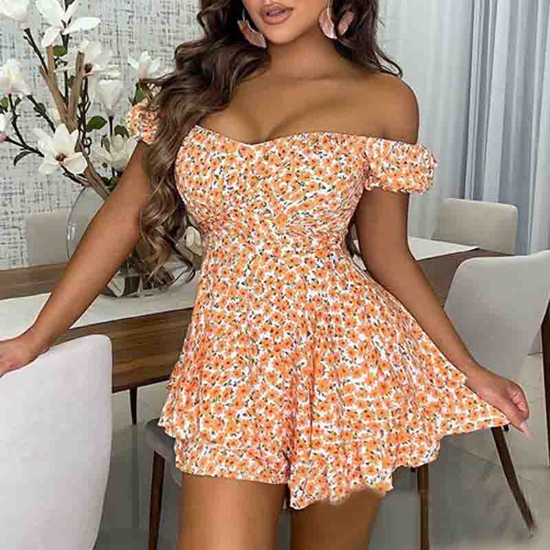 Floral Print One-Shoulder Dress