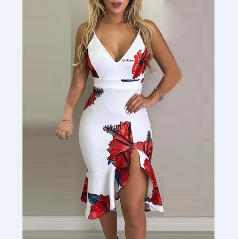 Women'S Sexy Printed Sleeveless Sling Dress