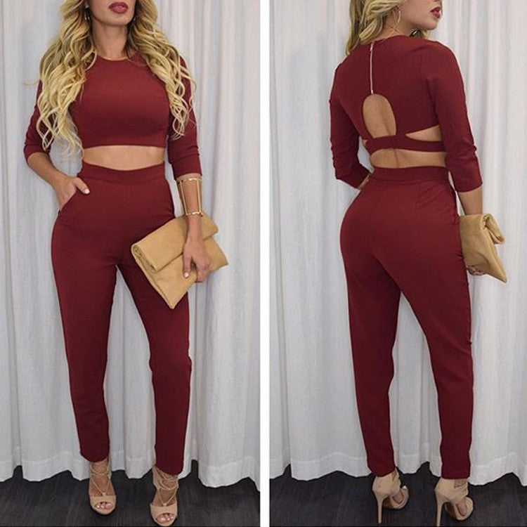 SEXY HALTER TWO-PIECE LONG PANTS